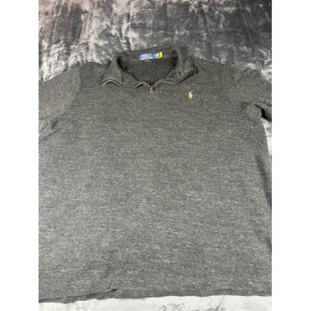 Polo Ralph Lauren Black Estate Rib quarter zip sweater size XL preppy hipster
